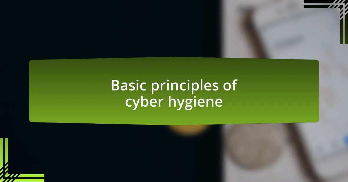 Basic principles of cyber hygiene