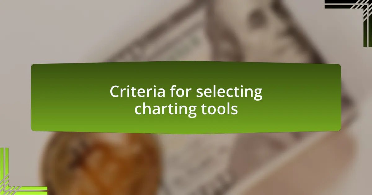 Criteria for selecting charting tools