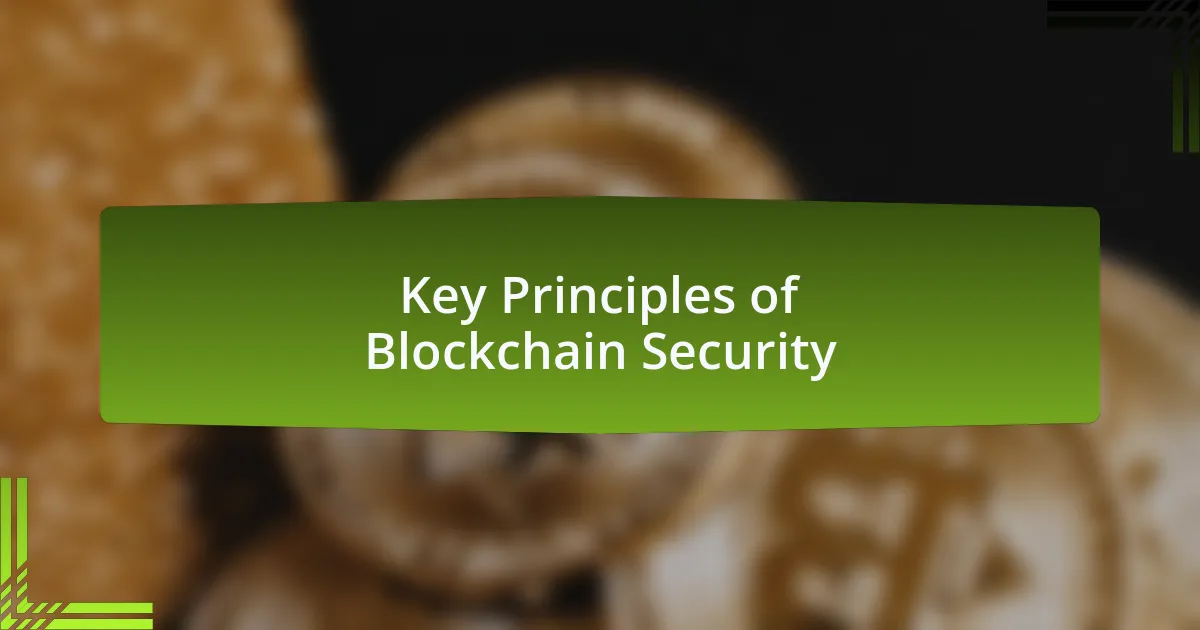 Key Principles of Blockchain Security