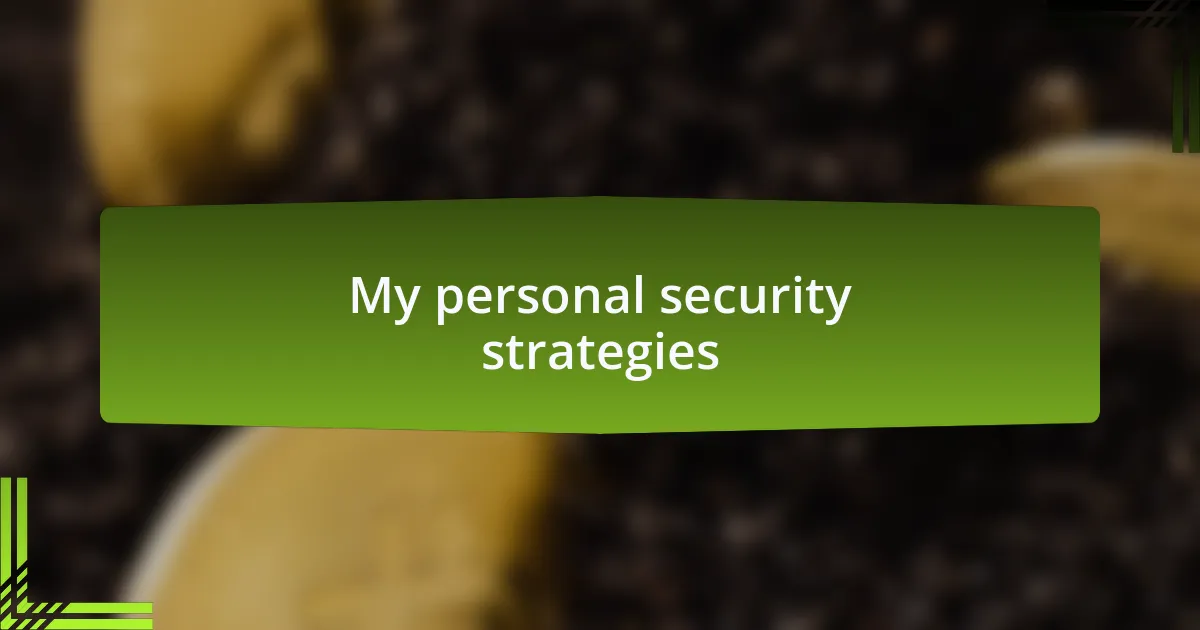 My personal security strategies