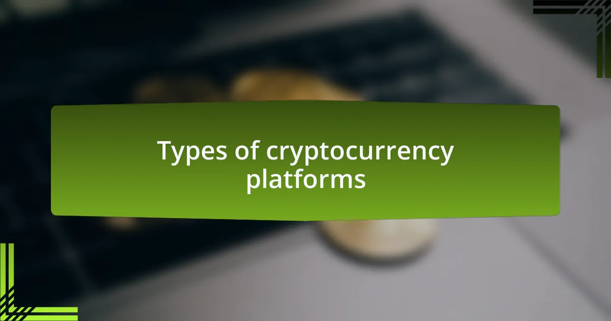 Types of cryptocurrency platforms